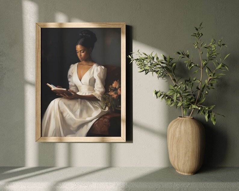 Woman Reading Painting | Victorian Portrait Digital Download | Old World Art | Victorian Wall Decor image 4