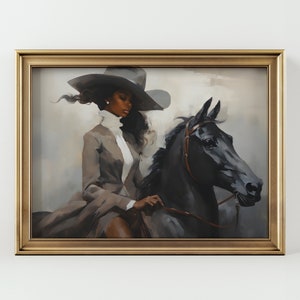 黒人女性の乗馬プリント | 女性の肖像画 | アフリカ系アメリカ人のプリント | 黒人アート