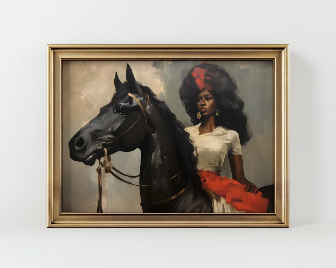 Vintage Printable Art of Woman Riding Horse - Etsy