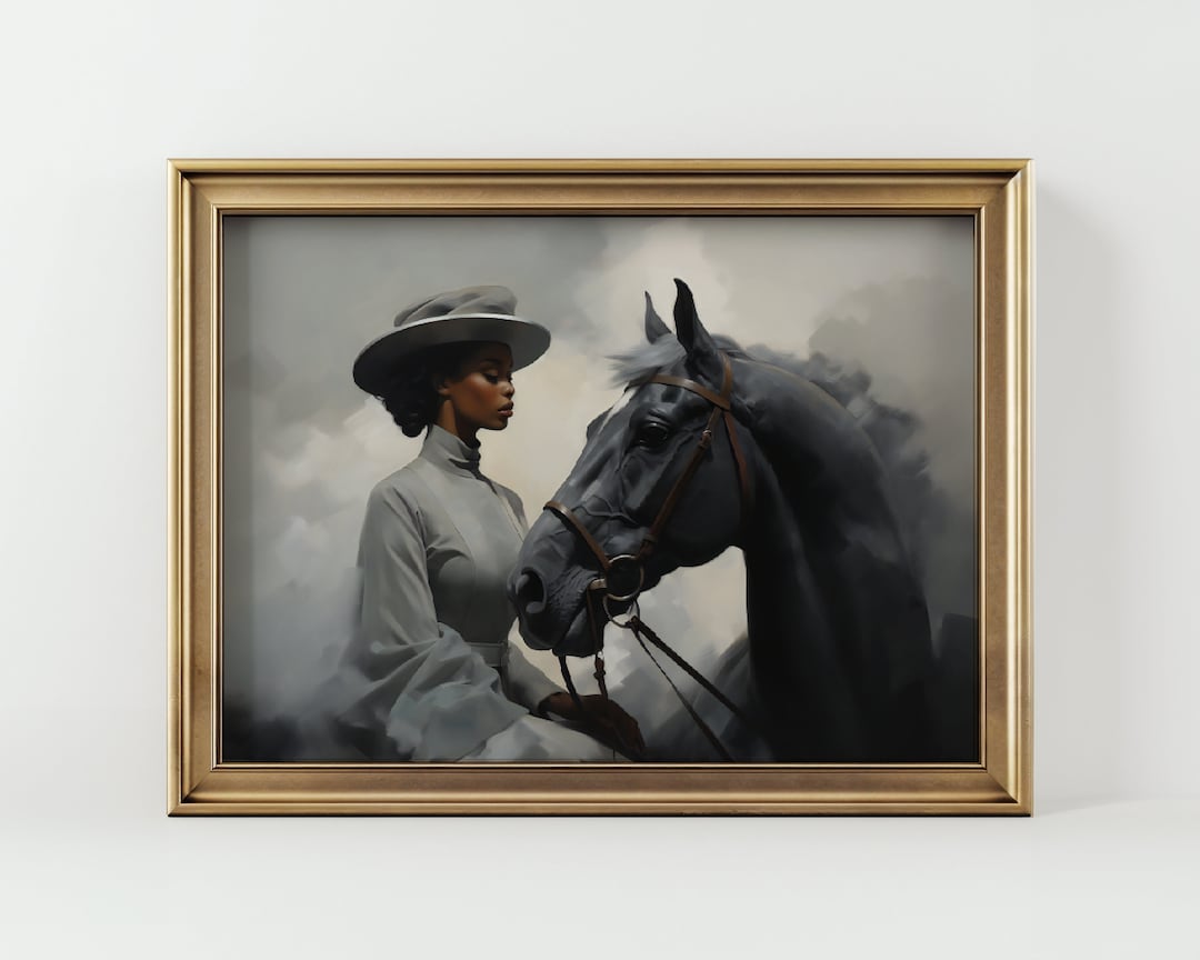 Beautiful Black Woman and Horse Art | Printable Vintage Home Decor ...