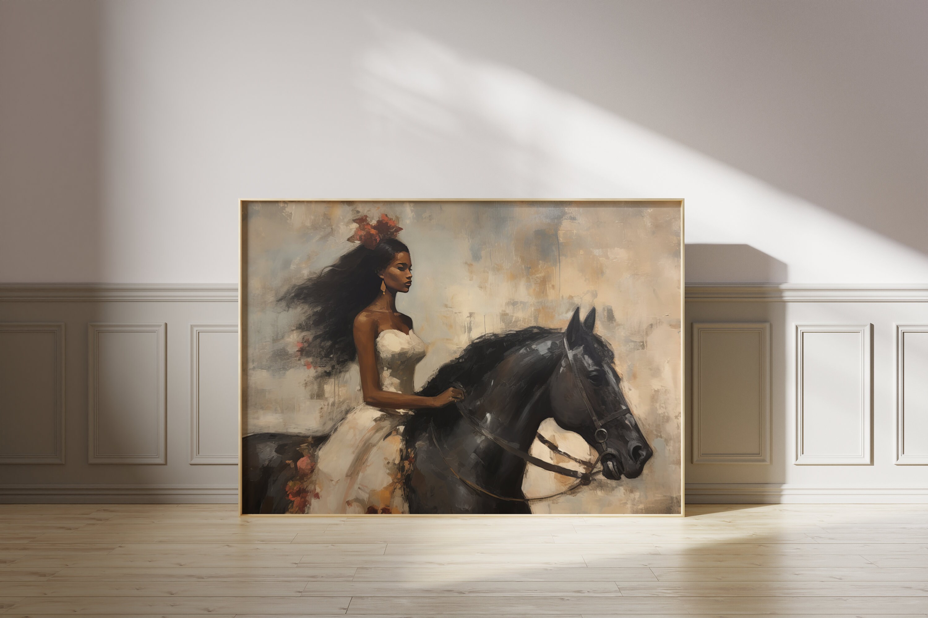 Vintage Equestrian Print Black Woman Art African American Prints Black ...