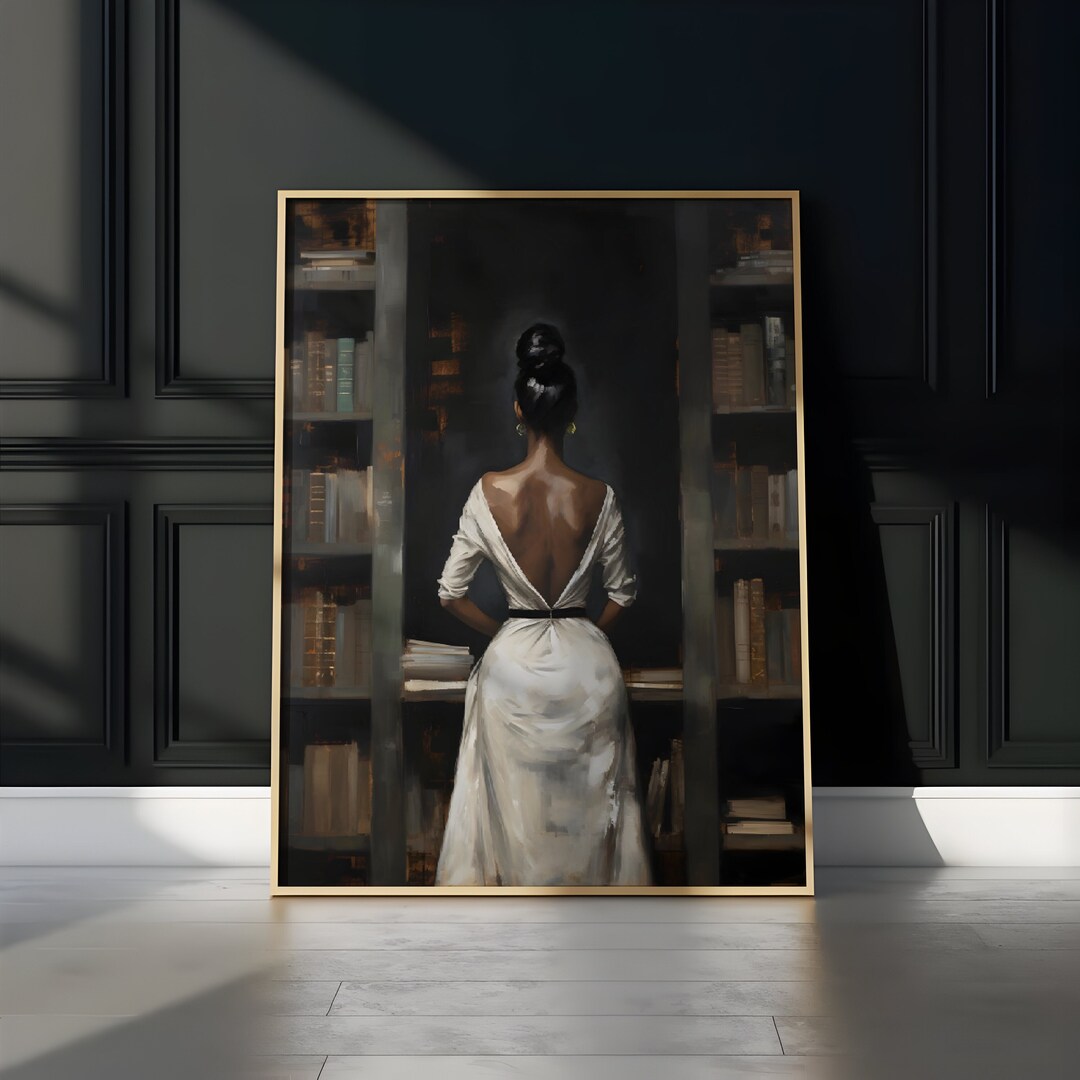 Book Girl Art | Black Woman Poster | Book Lover Art Reading Nook Decor ...