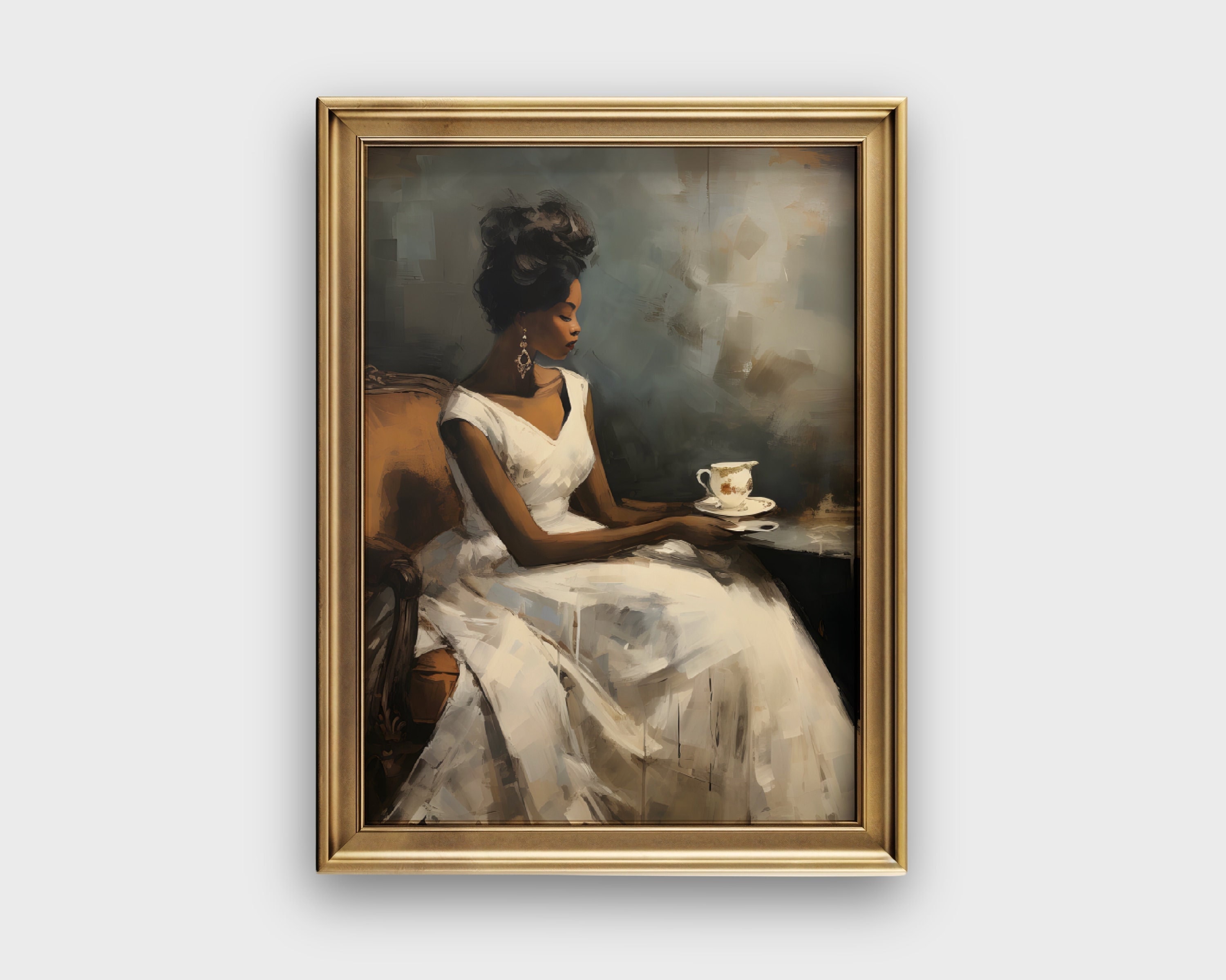 Vintage Black Woman Portrait | African American Painting | Black Female ...