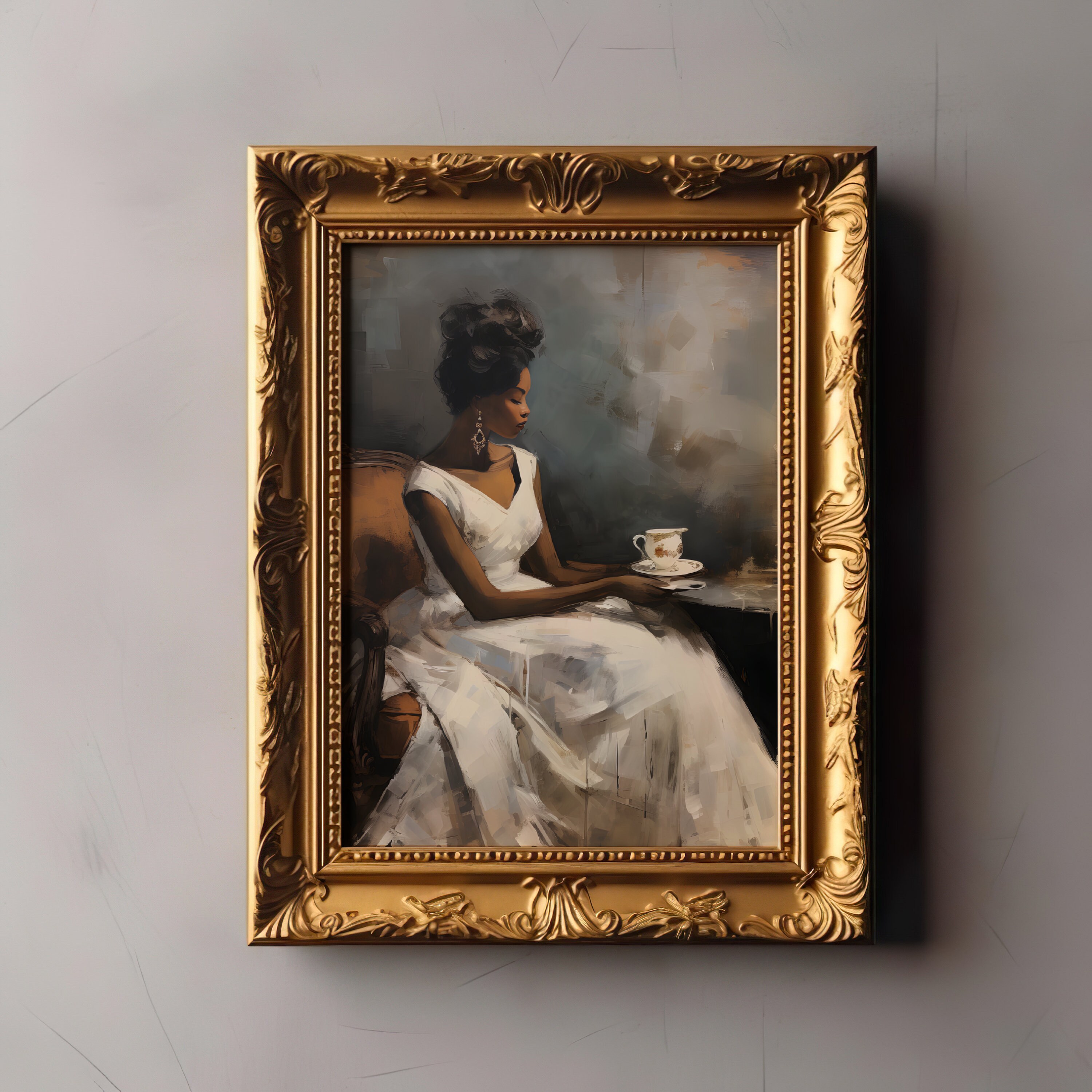 Vintage Black Woman Portrait | African American Painting | Black Female ...