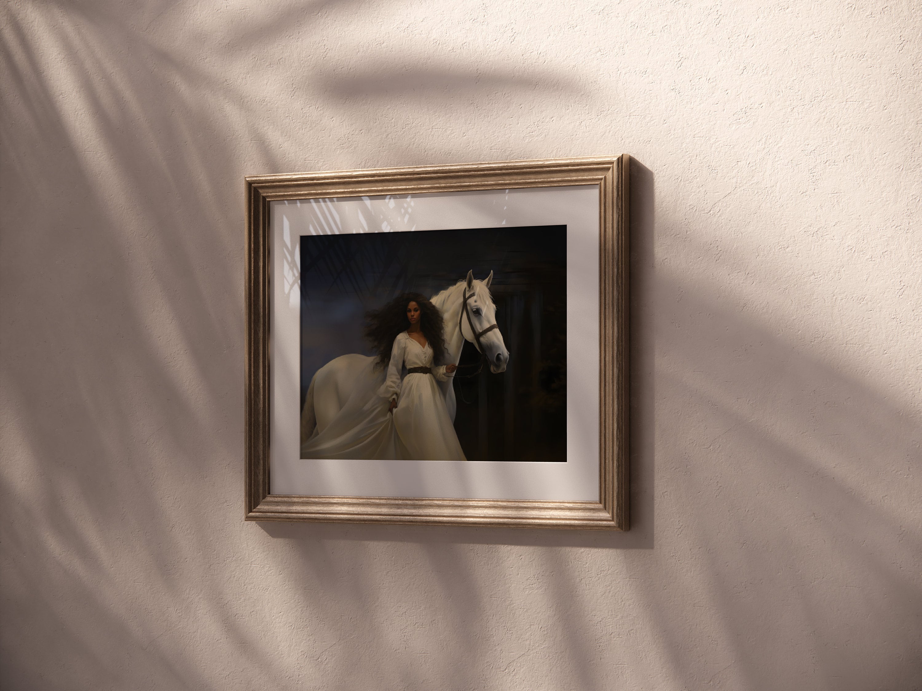 African Woman Horse Art Moody Victorian Art Vintage Horse Print Black ...