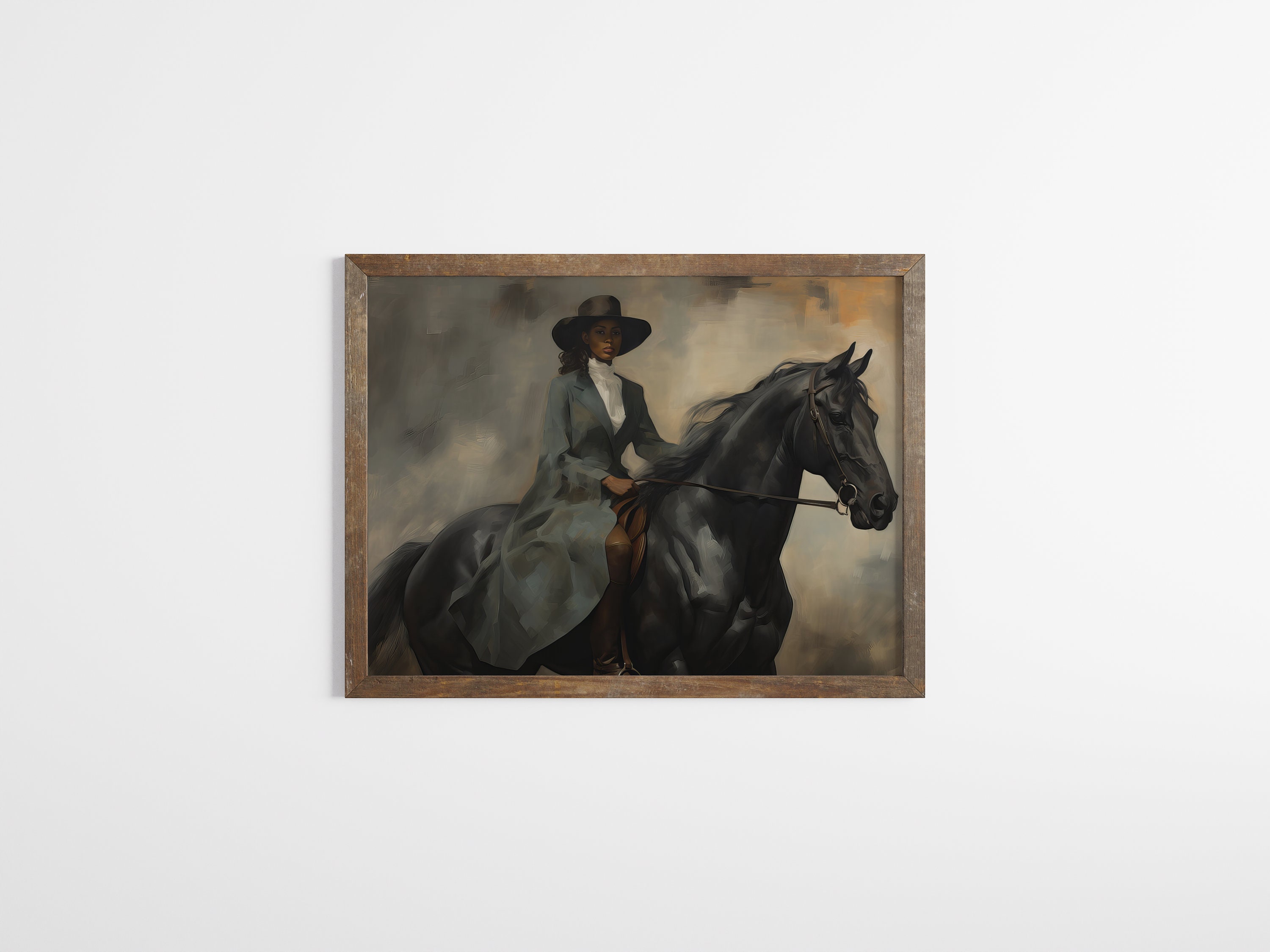 Female Equestrian Decor Vintage Woman on Horseback Black Woman Wall Art ...