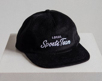 Vintage Sports Style Corduroy Snapback in Black with Embroidery Local Sports Team