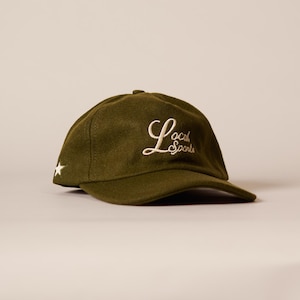 Vintage Sports Hat Unstructured Wool Local Sports Team Embroidered Snapback | Army Green