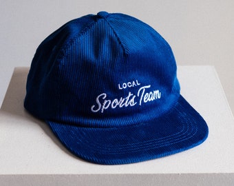 Vintage Sports Style Corduroy Snapback in Blue with Embroidery Local Sports Team
