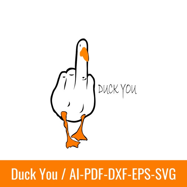 Digital Duck Silhouette Design, AI, PDF, SVG, Dxf, Eps Instant Download