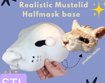 STL Realistic mustelid halfmask base| for Ferret, otter, mink, badger