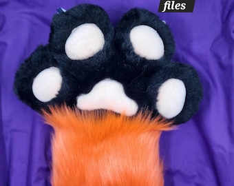 Fursuit paw PDF Template + 4"x4" compatible embroidery files ( pes, DST, JEF, and VP3)