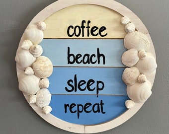 Hanging Beach Shell Sign For Wall Or Door