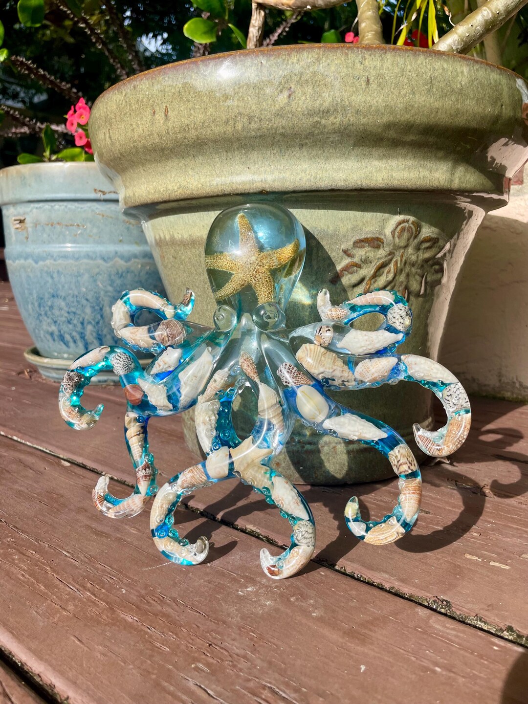 Large Blue Resin Octopus With Seashells - Etsy