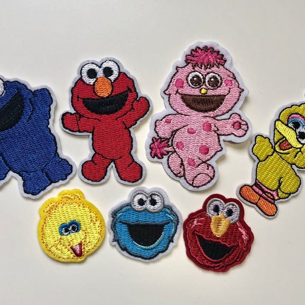 Sesame Street Iron on Patches, Elmo, Big Bird, Cookie Monster,Abby Cadabby