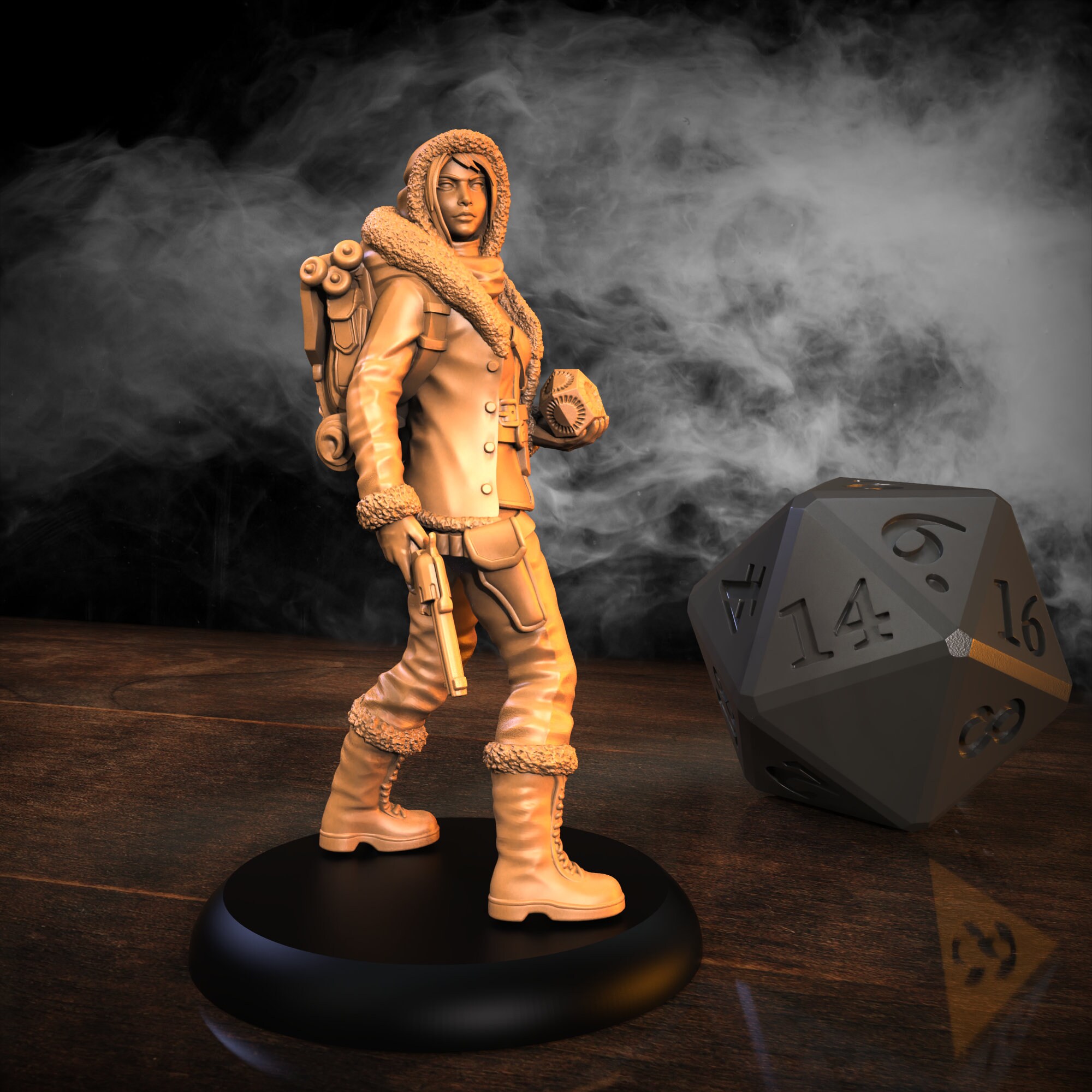 At the Mountains of Madness - Jane Dieanloy - Archeologist, Adventurer, Winter, RPG, D&D, Character, 32mm - Sci-Fi/Fantasy by Medusa Project