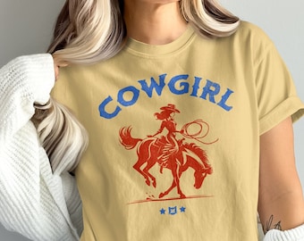 Retro Cowgirl Rodeo Graphic Tee, Wild West Shirt