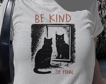 Feral Cat Y2K Baby Tee, Unhinged Graphic Top, 90s Fitted Crop