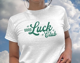 Good Luck Club Baby Tee, Sarcastic Y2K Graphic, Vintage Style