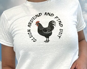 Cluck Around Find Out Chicken Baby Tee, Sarcastic Y2K Shirt