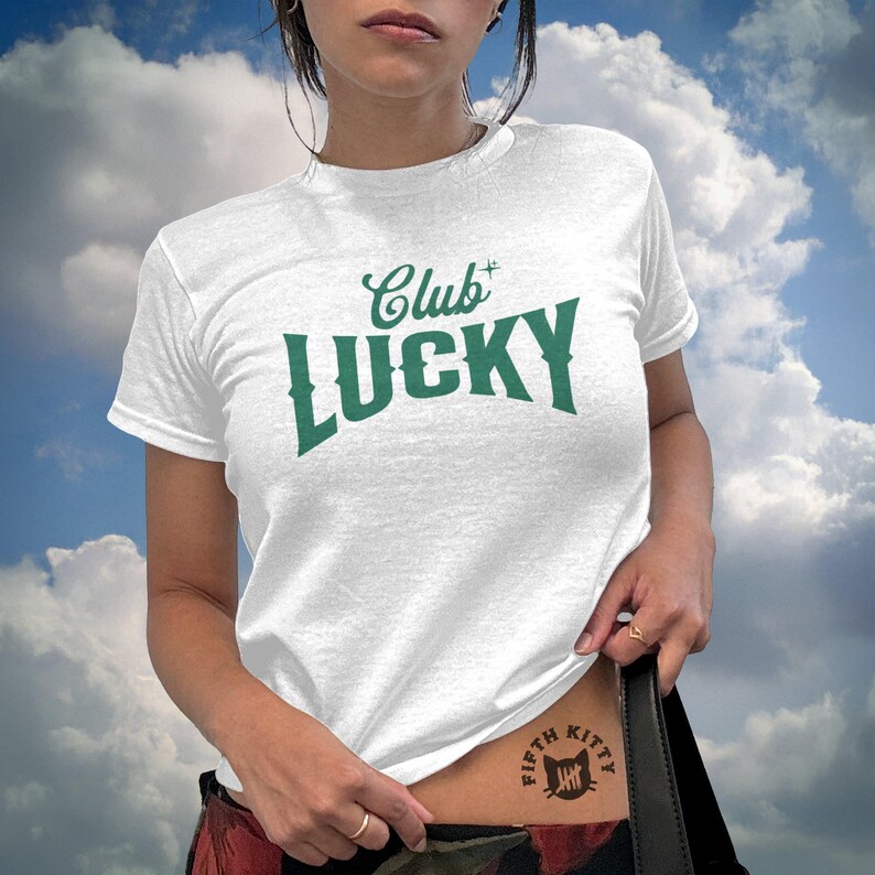90s Baby Tee, Good Luck Club, St. Patricks Day Shirt, good luck club, womens 90s tee, y2k fashion, lucky tee, girlfriend gift, best friend tee, vintage style, retro baby tee, 90s baby tee, st patricks tee
