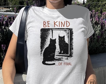 Koszulka dla niemowląt Be Kind of Feral Cat Y2K, damska koszulka z grafiką Unhinged, zabawny, dopasowany krój w stylu lat 90.