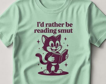 Reading Smut Cat T-Shirt, Funny Bookworm Tee, Book Club Apparel