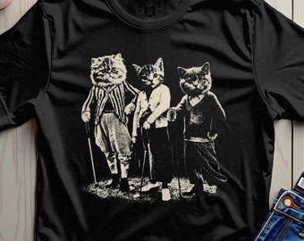 Koszulka z kotami grającymi w golfa w stylu vintage, koszulka z grafiką w stylu retro dla kotów, odzież dla miłośników kotów