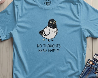 No Thoughts Empty Head Shirt, Funny Pigeon Meme Tee, Derpy Bird Graphic T Shirt, Unisex Oversized Fit