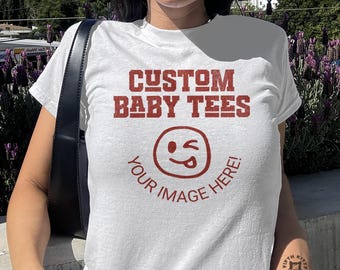 Personalized Y2K Baby Tee, Custom Photo Crop Top, 90s Fashion