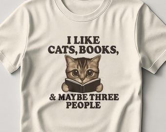 Funny Cat Books T-Shirt, Book Lover Tee, Bookish Gift