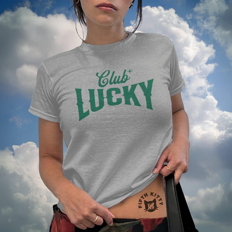 90s Baby Tee, Good Luck Club, St. Patricks Day Shirt, good luck club, womens 90s tee, y2k fashion, lucky tee, girlfriend gift, best friend tee, vintage style, retro baby tee, 90s baby tee, st patricks tee