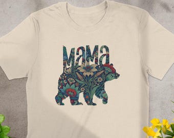 Floral Mama Bear T-Shirt: Cool Mom Gift