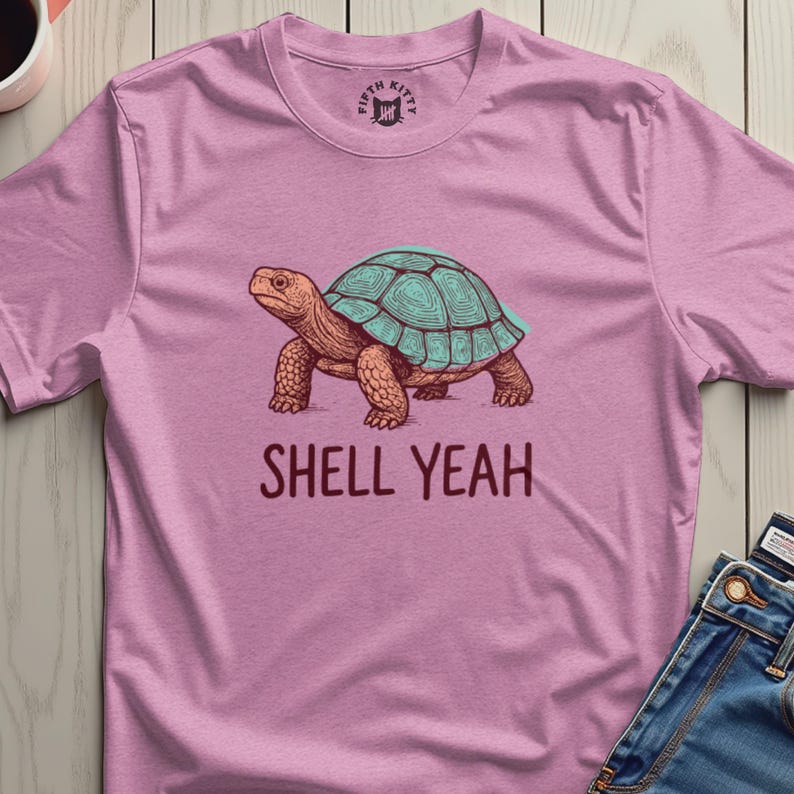 Turtle Graphic Tee, Pun T-Shirt, Fun Animal Top, Casual Wear, Gift for Turtle Lovers, Shell Yeah Shirt, Cute Turtle Apparel