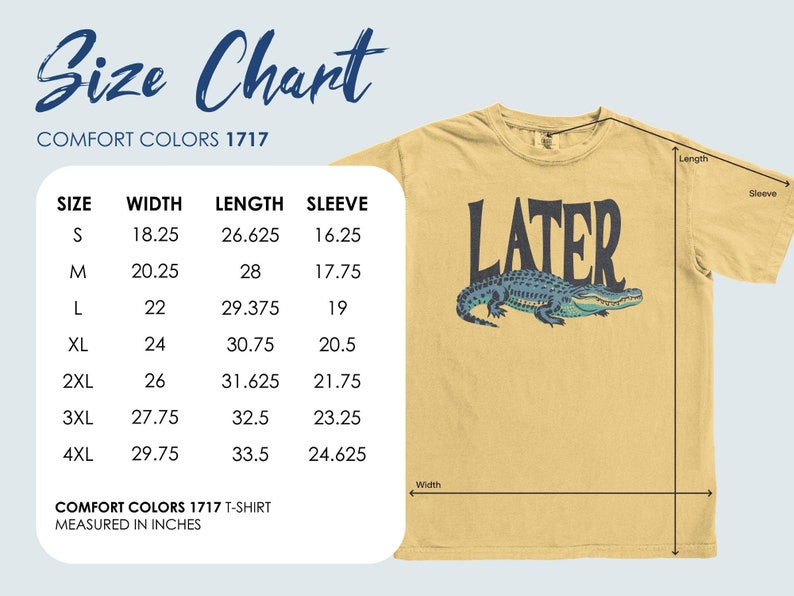 Camiseta con estampado de caimán retro: divertida camiseta de los 90 con colores cómodos Mustard, Blue Gator