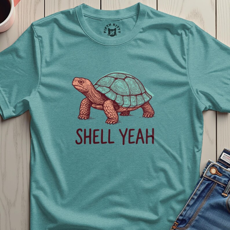 Turtle Graphic Tee, Fun Tortoise Shirt, Shell Yeah T-Shirt, Unique Animal Graphic Top, Casual Wear, Gift for Tortoise Lovers