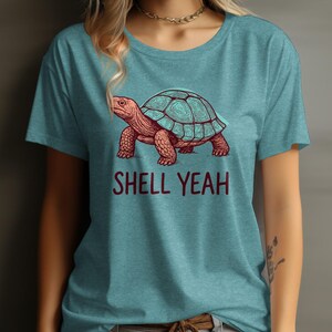 Funny Turtle Graphic Tee, Cute Shell Yeah Shirt, Trendy Tortoise Design, Casual Animal Lover Gift, Women's Graphic T-Shirt