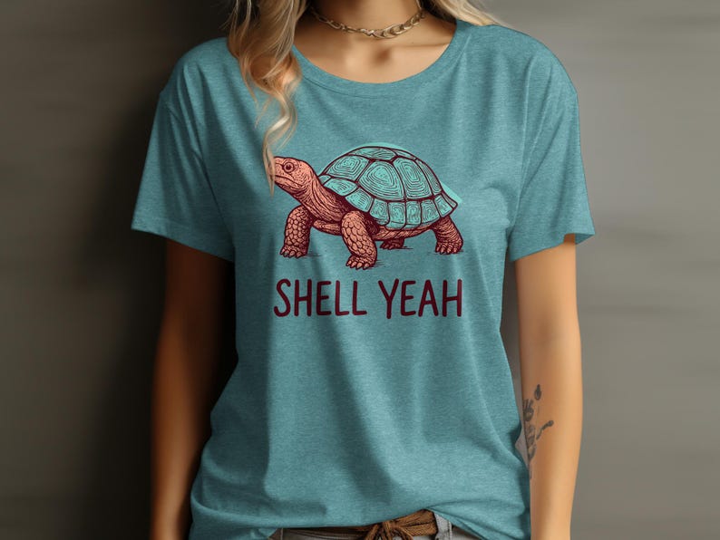 Funny Turtle Graphic Tee, Cute Shell Yeah Shirt, Trendy Tortoise Design, Casual Animal Lover Gift, Women's Graphic T-Shirt
