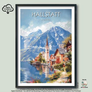 Hallstatt Travel Print Gift Austrian Wall Art Gallery Hanging Home Décor Austria Digital Download Artwork Poster Hallstatt Art Lovers Gift