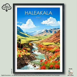 Haleakala National Park Travel Print Gift Haleakala Art Lovers Gift Maui Digital Download Poster Hawaii Wall Art Gallery Hanging Décor