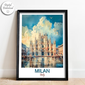Milan Travel Poster Gift Italy Travel Wall Art Digital Download Gift Italy Afiche Souvenir Print Milan for Art Lovers Wall Art Gift Décor