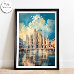 Milan Travel Poster Gift Italy Travel Wall Art Digital Download Gift  Milan for Art Lovers Wall Art Gift Décor Italy Afiche Souvenir Gift
