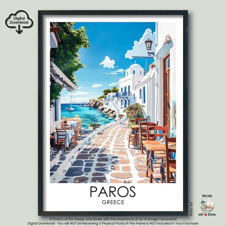 Greece Paros Travel Print Gift Greek Wall Art Gallery Hanging Home