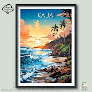 Kauai Travel Print Gift Kauai Wall Art Gallery Hanging Home Décor Hawaii Digital Download Artwork Poster Kaua’i Décor Kauai Art Lovers Gift