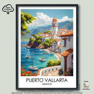 Puerto Vallarta Travel Print Gift Mexico Digital Download Artwork Poster Puerto Vallarta Art Lovers Gift Mexican Wall Art Gallery Home Décor