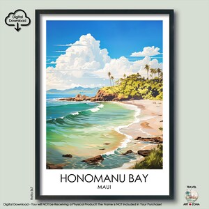 Honomanu Bay Travel Print Gift Honomanu Bay Wall Art Gallery Hanging Home Décor Honomanu Bay Art Lovers Gift Maui Digital Download Poster