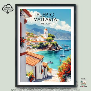 Puerto Vallarta Travel Print Gift Puerto Vallarta Art Lovers Gift Mexico Digital Download Artwork Poster Mexican Wall Art Gallery Home Décor