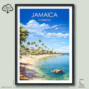 Jamaica Travel Poster Gift Unique Caribbean Travel Wall Art Digital Download Jamaican Art Gallery Travel Poster Gift Jamaica Vacation Décor