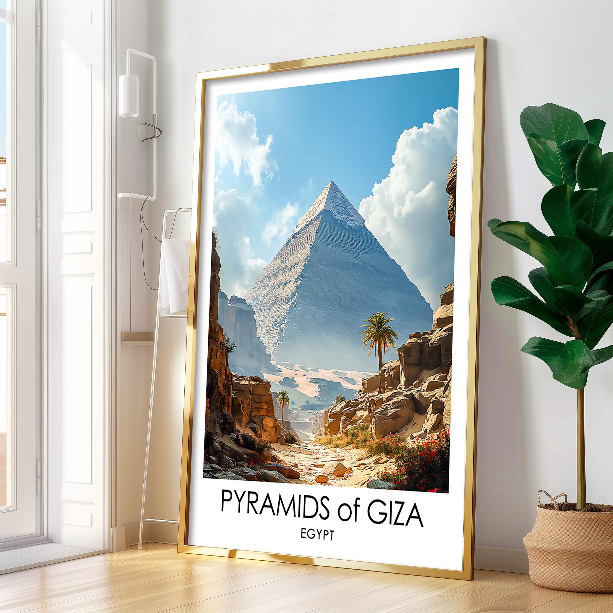 Pyramids of Giza Travel Print Gift Egyptian Wall Art Gallery Home Décor ...