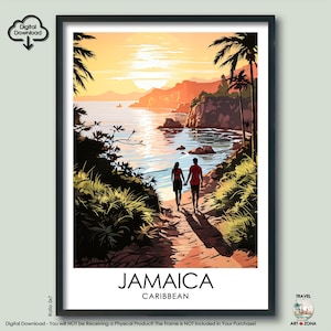 Romantic Wall Art Jamaica Travel Print Gift Unique Caribbean Travel Digital Download Jamaica Vacation Décor Jamaican Art Gallery  Art Gift